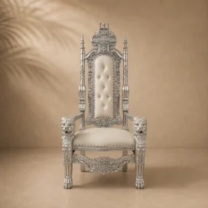 His & Her Throne Chairs – Silver